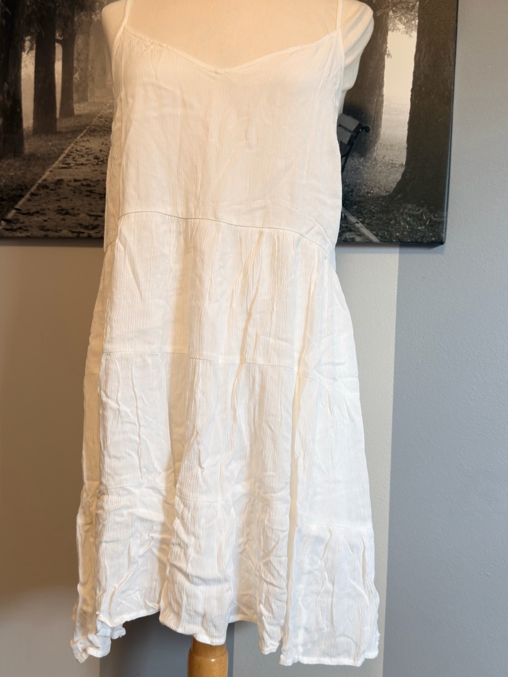 Abercrombie & Fitch White Cotton Spaghetti-Strap Mini Dress